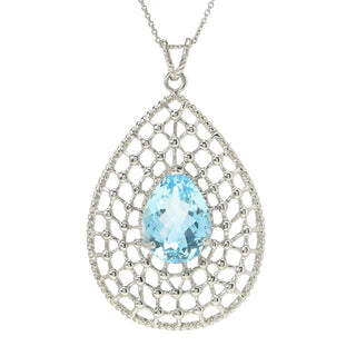 Gem Treasures 14.00ctw Sky Blue Topaz Openwork Pendant w/ Chain