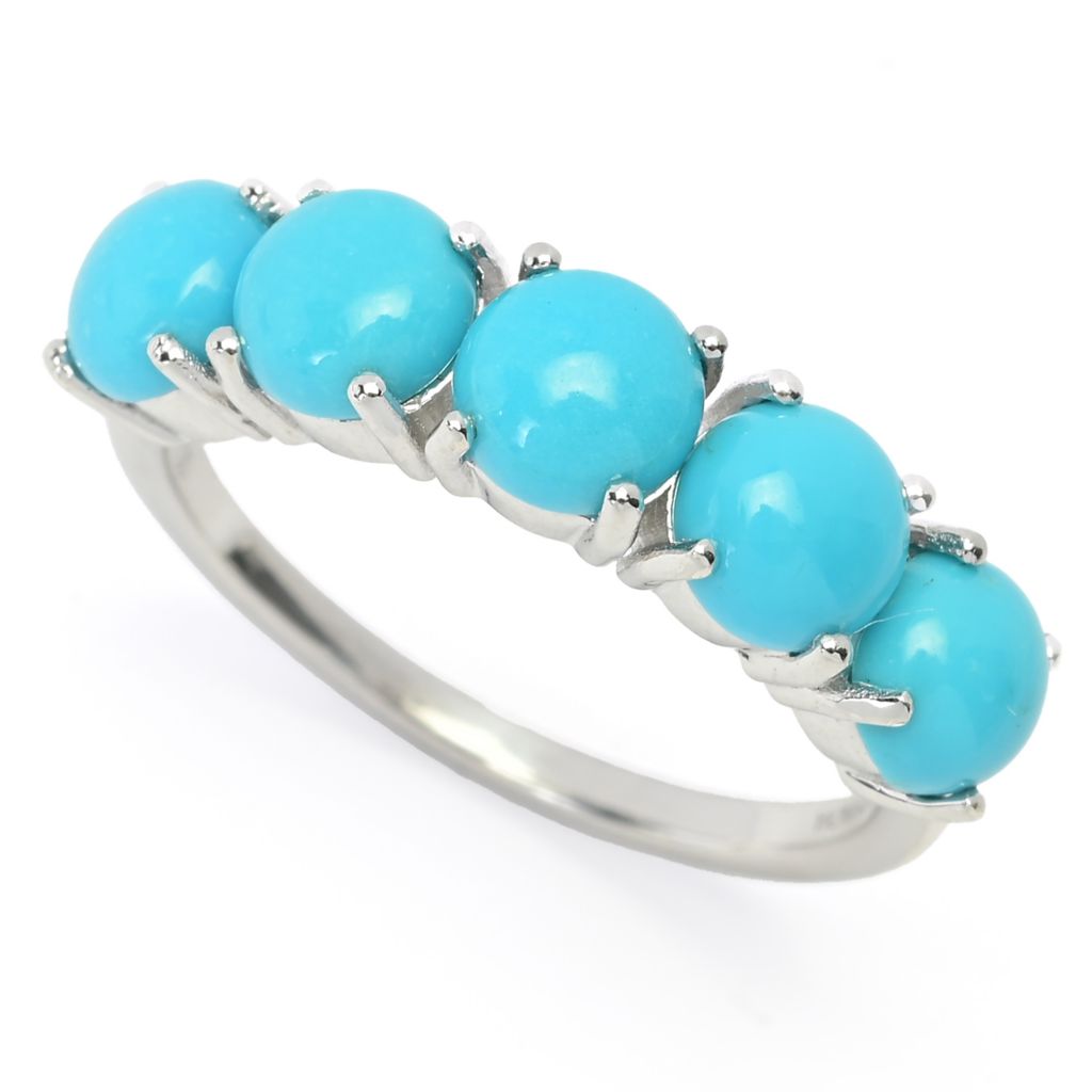 Gem Treasures Sterling Silver Sleeping Beauty Turquoise 5-Stone Ring
