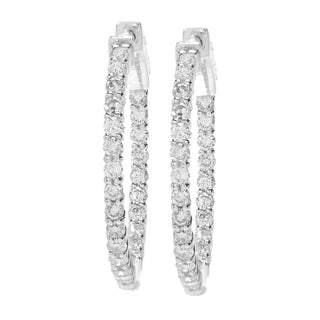 Diamond Treasures 14K Gold 1.00ctw Diamond Inside Out Hoop Earrings