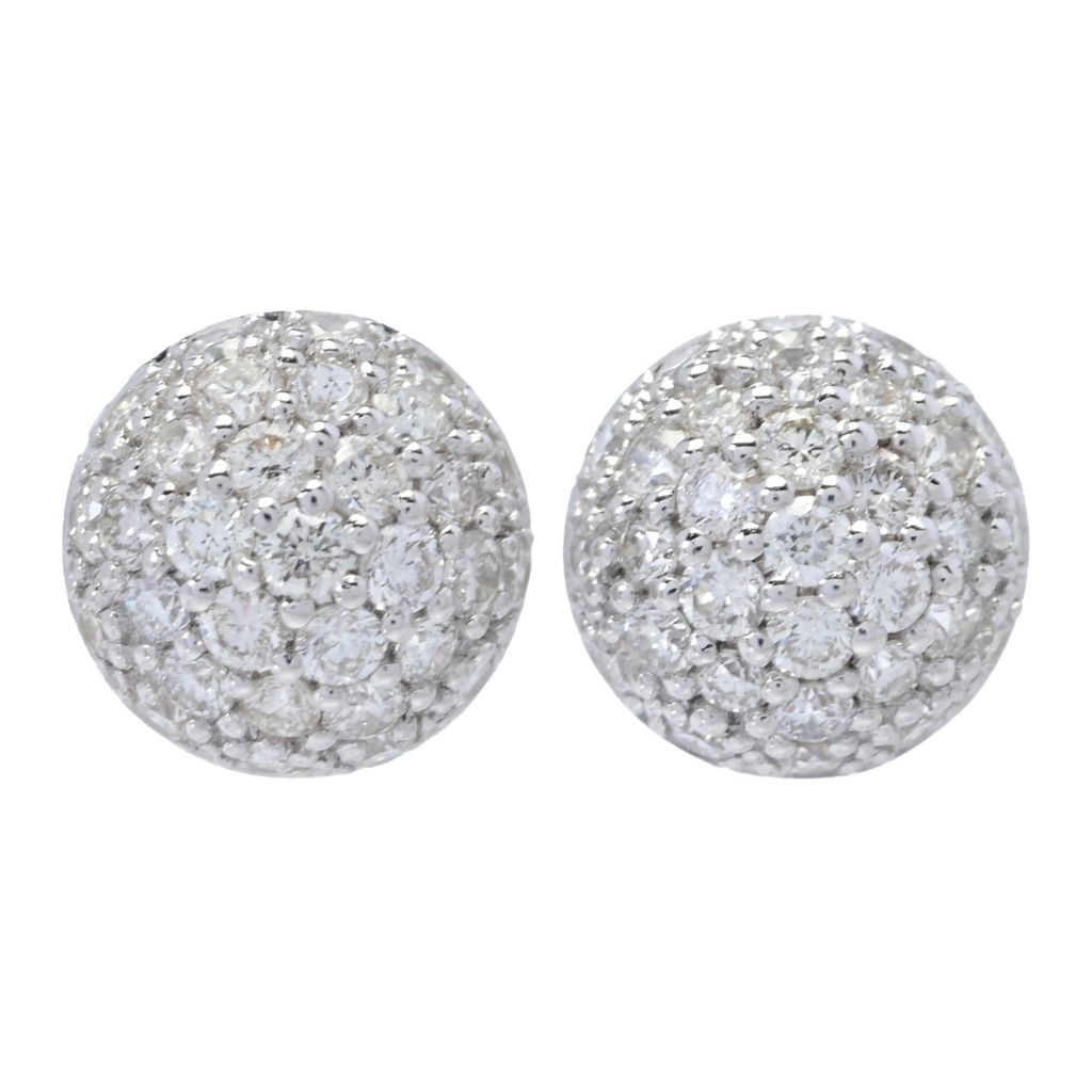 DIAMORE 14K Gold Polished 0.20ctw Diamond Pave Domed Stud Earrings