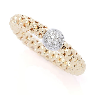 DIAMORE 14K Gold 0.09ctw Diamond Pave Popcorn Link Stack Ring