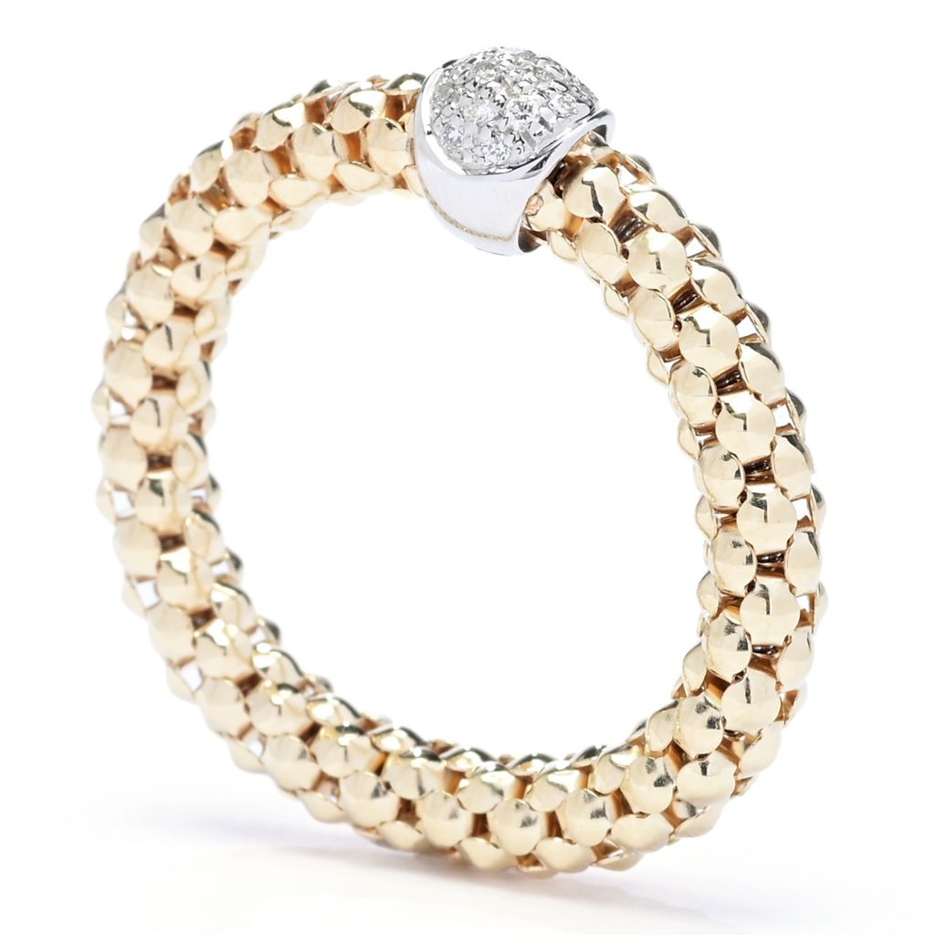 DIAMORE 14K Gold 0.09ctw Diamond Pave Popcorn Link Stack Ring