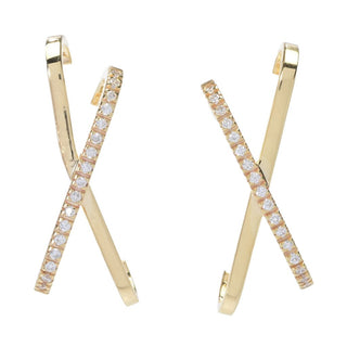 DIAMORE 14K Gold Polished 0.17ctw Diamond X Stud Earrings, 2.9 grams