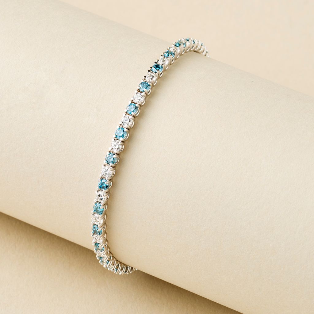 Peace Jewelers 5.00ctw Blue & White Lab Grown Diamond Tennis Bracelet