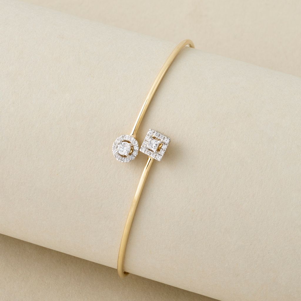 Peace Jewelers 14K Gold 0.50ctw Lab Grown Diamond Halo Bangle Bracelet