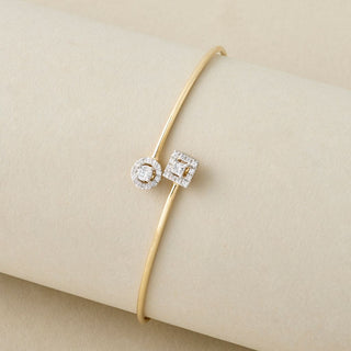 Peace Jewelers 14K Gold 0.50ctw Lab Grown Diamond Halo Bangle Bracelet