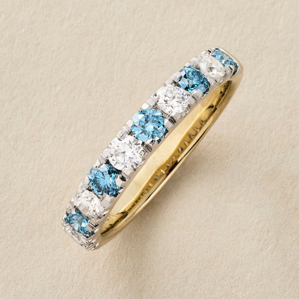 Peace Jewelers 14K Gold 0.99ctw Blue & White Lab Grown Diamond Ring