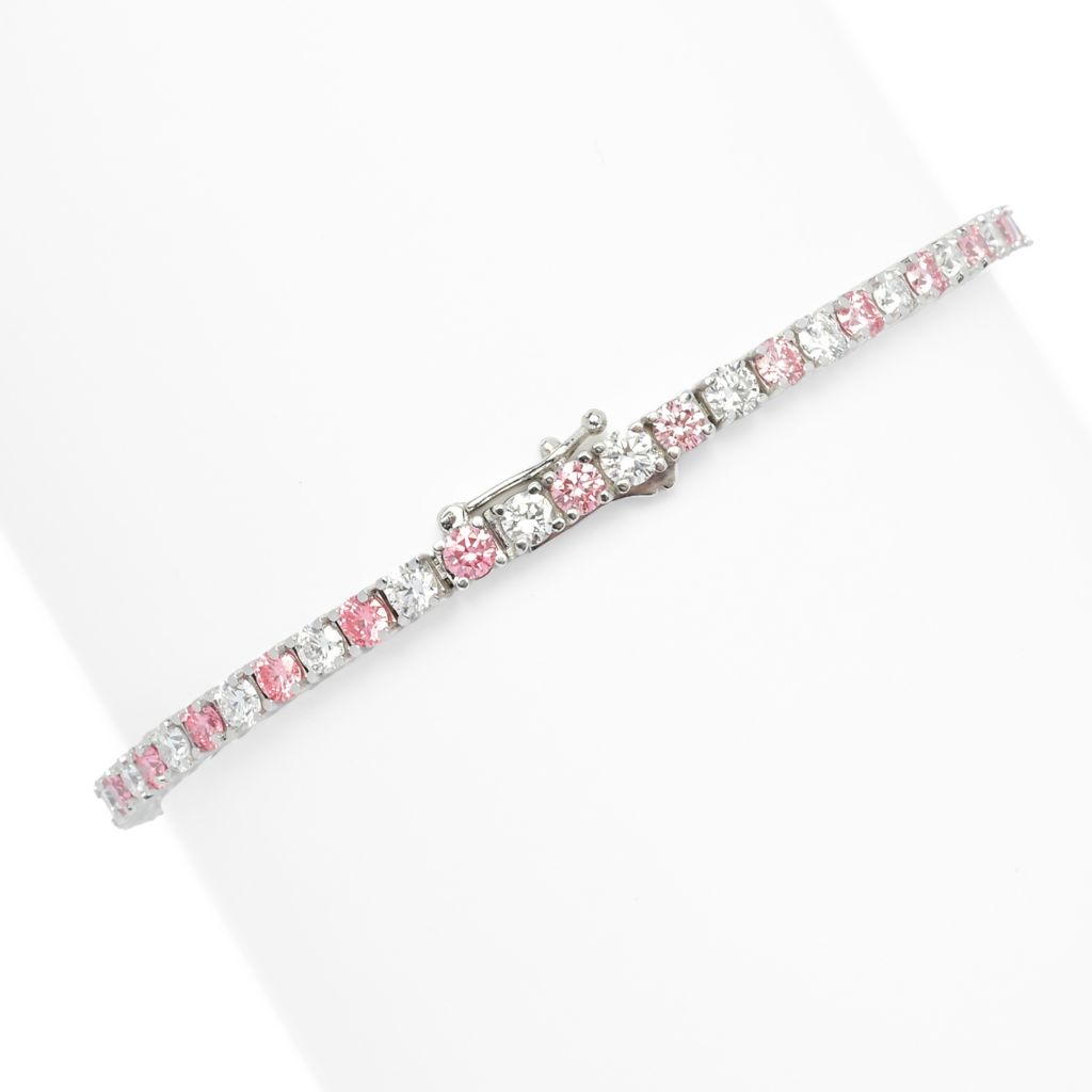 Peace Jewelers 5.00ctw Pink & White Lab Grown Diamond Tennis Bracelet