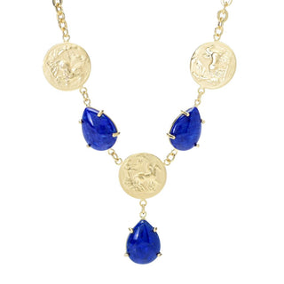 Tagliamonte 18K Gold Plated Aurora Chariot & Pear Shaped Lapis Necklace