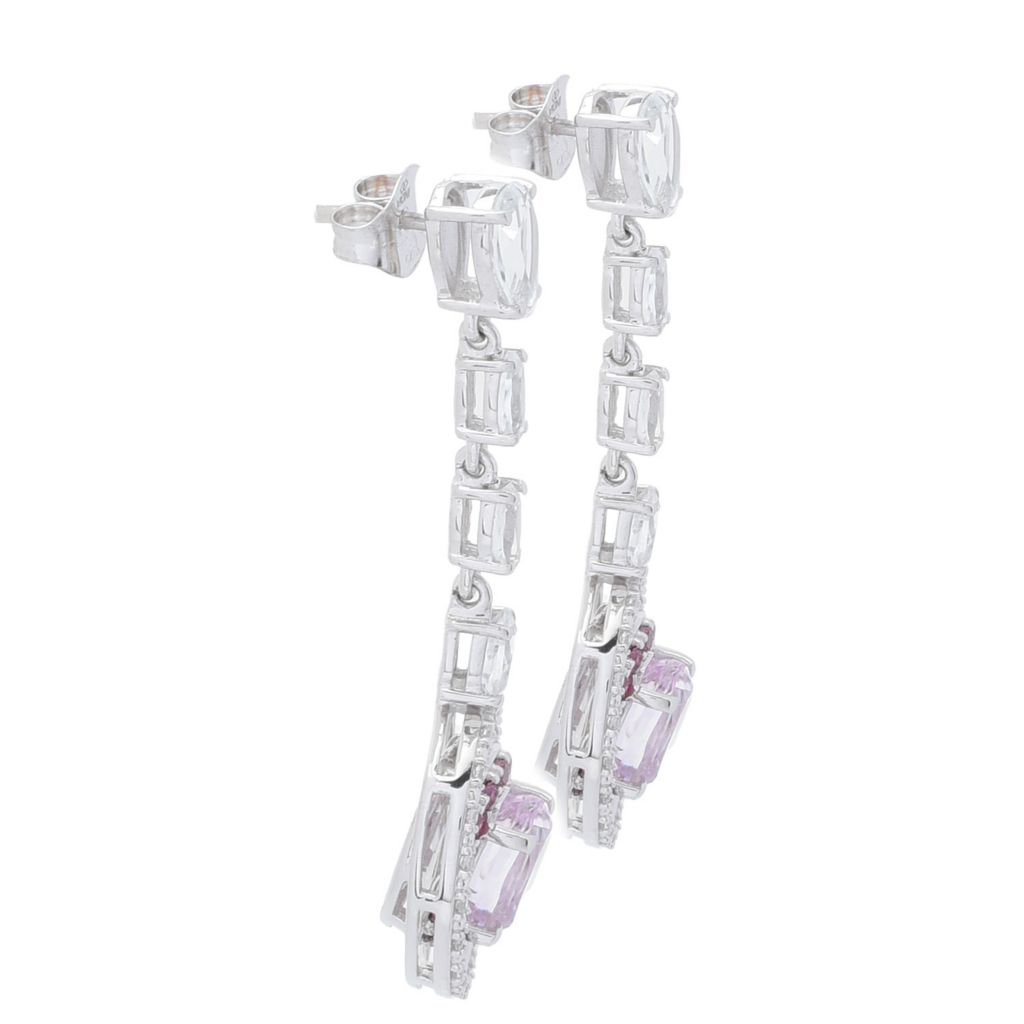 Gem Treasures 6.46ctw Kunzite & Gemstone Dangle Earrings