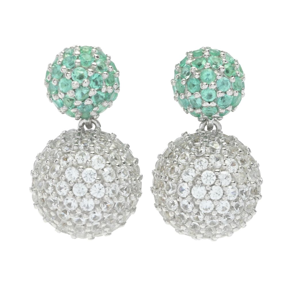 Gem Treasures Choice of Precious Gem & Zircon Pave Disco Ball Earrings