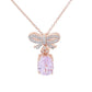 Gem Treasures 18K Rose Vermeil 3.70ctw Kunzite & Zircon Bow Pendant w/ Chain