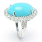 Gem Treasures 20x15mm Sleeping Beauty Turquoise & Zircon Halo Ring