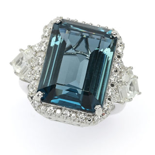 Gem Treasures 15.69ctw London Blue Topaz & Gemstone Ring