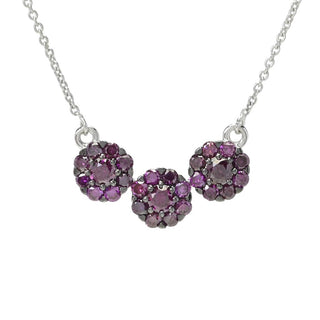 Diamond Treasures 14K White Gold 0.75ctw Purple Diamond Triple Cluster Necklace