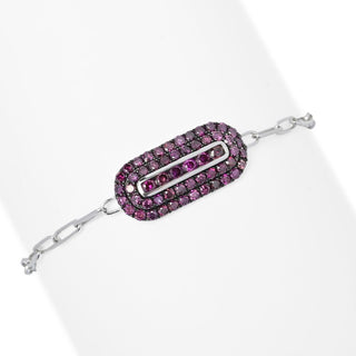 Diamond Treasures 14K White Gold 2.01ctw Purple Diamond East-West Cluster Bracelet
