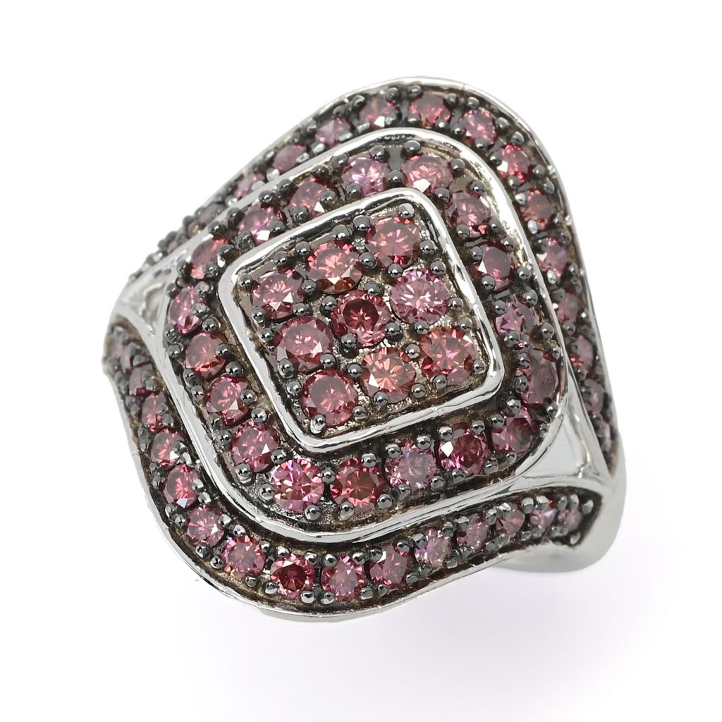 Diamond Treasures 14K White Gold 1.50ctw Purple Diamond Cluster Ring