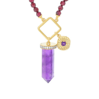 Gem Treasures 18K Vermeil Choice of Gem Crystal Charm Beaded Necklace