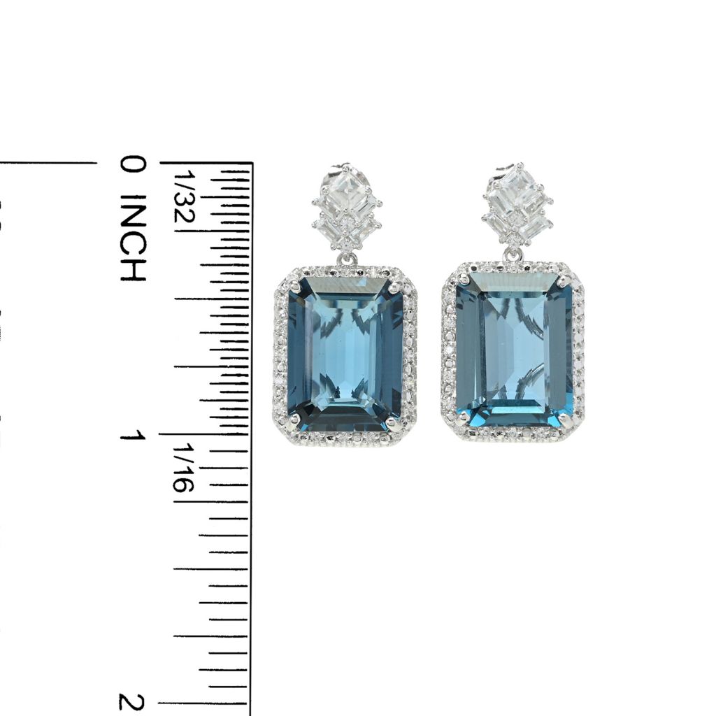 Gem Treasures 30.90ctw Octagon Cut London Blue Topaz & Gem Earrings
