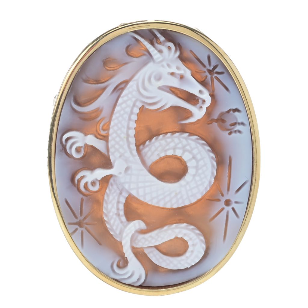 Cameo Italiano Limited Edition 48x35mm Oval Dragon Cameo Brooch Pendant