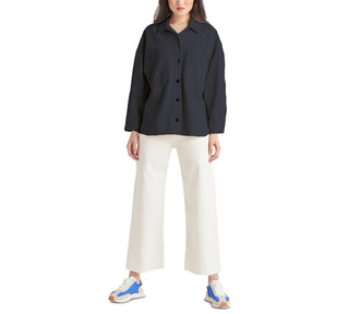 Black Cotton Two-Pocket Shacket