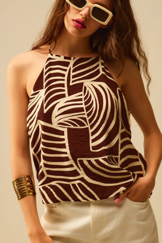 Q2 - Palm Print Halter Top