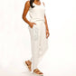 Paparazzi - Linen Blend Wide Leg Embroidered Pant