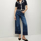 Veronica Beard - Taylor Cropped Wide Leg Jean w Released Hem