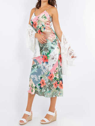 Paparazzi - Charmeuse Satin Print Bias Cut Slip Dress