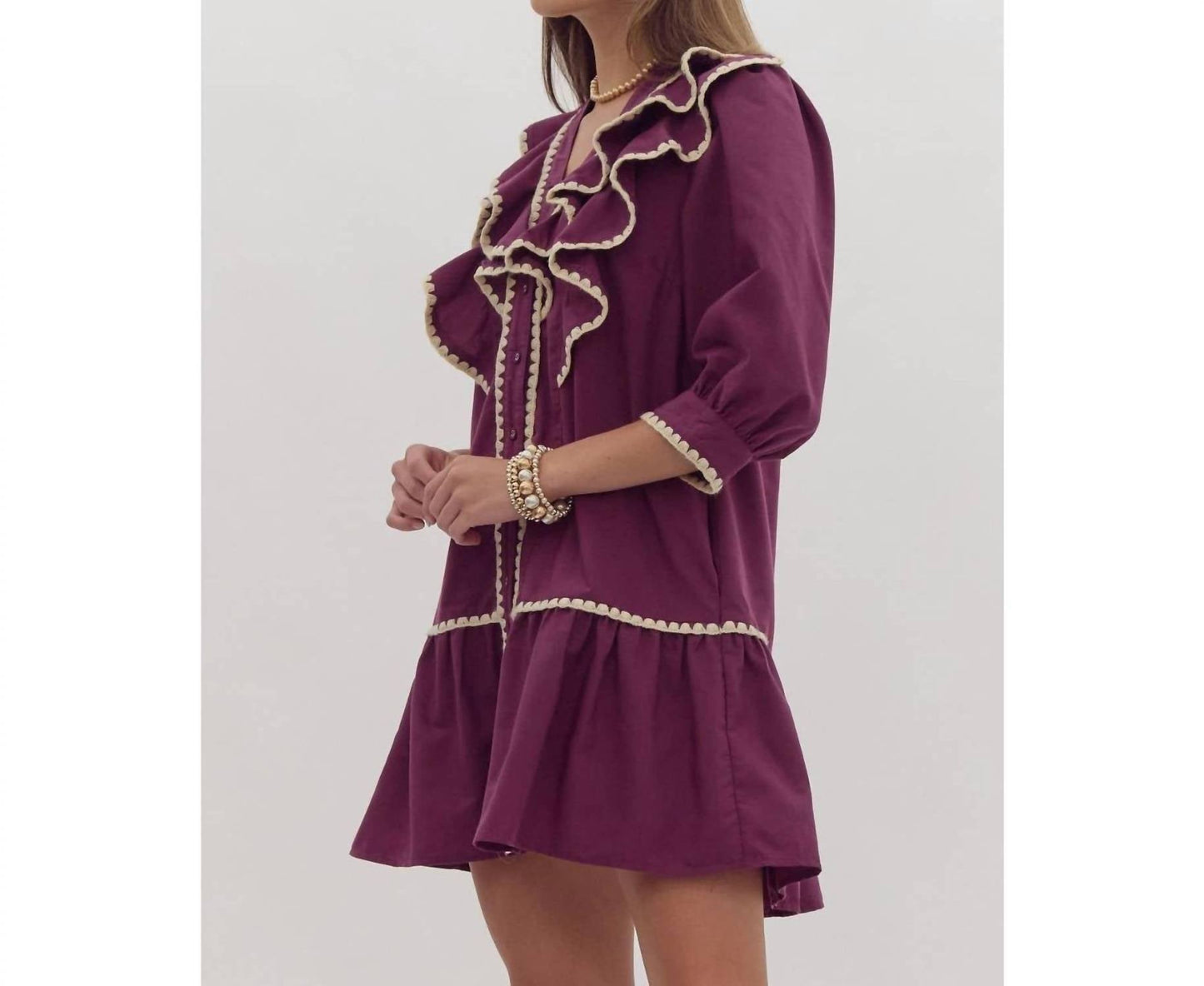 Style Usa - Solid Ruffled Mini Dress