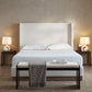 Hosford Upholstered Wingback Bed with Wood Base Platform