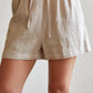 Crescent - Donnie Contrast Embroidery Linen Shorts