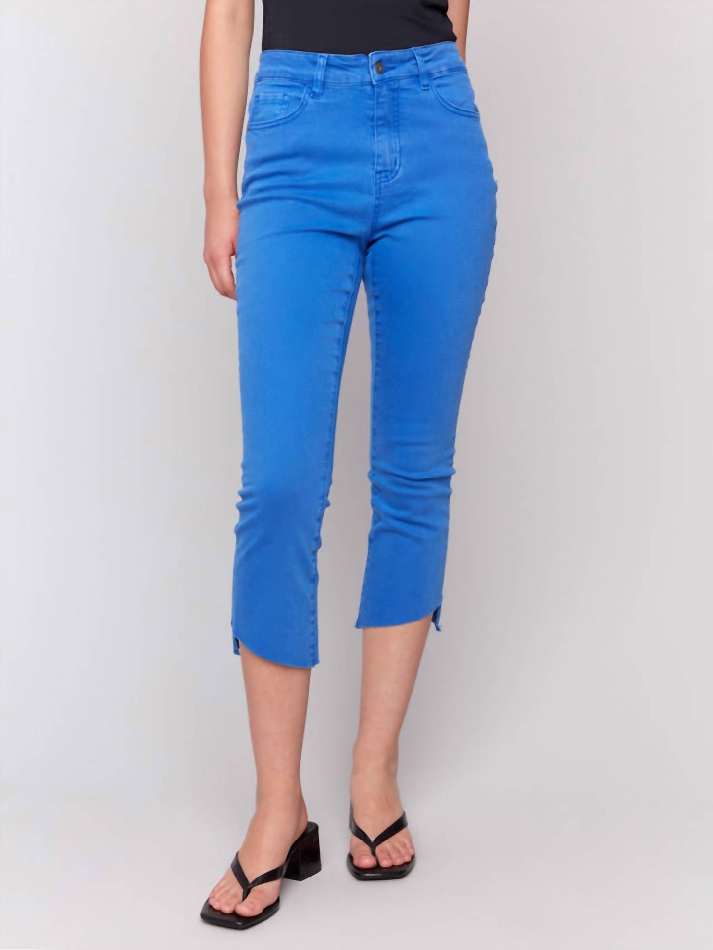 Charlie B - Asymmetrical Hem Cropped Twill Pants