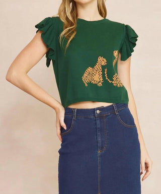 Entro - Cheetah Ruffle Sweater