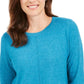 Karen Scott Women's Crewneck Long-Sleeve Sweater Blue Size X-Small