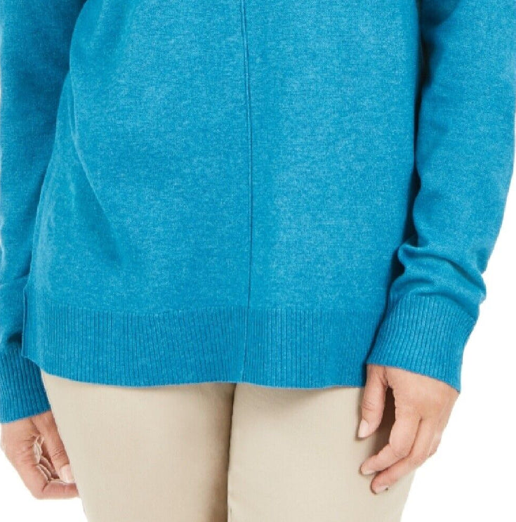 Karen Scott Women's Crewneck Long-Sleeve Sweater Blue Size X-Small