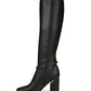 Franco Sarto Women's Ankle Strap Accent Metal Detailing Roxanne Square Toe Block Heel Zip up Boots Black Size 9.5 M