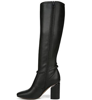 Franco Sarto Women's Ankle Strap Accent Metal Detailing Roxanne Square Toe Block Heel Zip up Boots Black Size 9.5 M