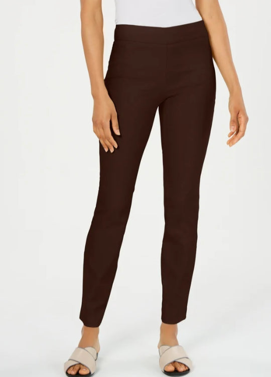 Charter Club Women's Chelsea Tummy Control Skinny Leg Ankle Pants Brown Size 8