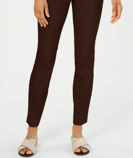 Charter Club Women's Chelsea Tummy Control Skinny Leg Ankle Pants Brown Size 8
