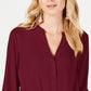 INC International Concepts International Concepts Women's Petite Twist-Front Button-Up Top Wine Size Medium
