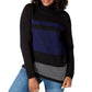 Karen Scott Women's Colorblocked Cotton Turtleneck Sweater Blue Size Medium