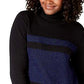 Karen Scott Women's Colorblocked Cotton Turtleneck Sweater Blue Size Medium