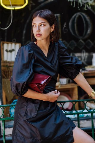 Black Lusso Wrap Dress – Elegant Women’s Wrap Dress