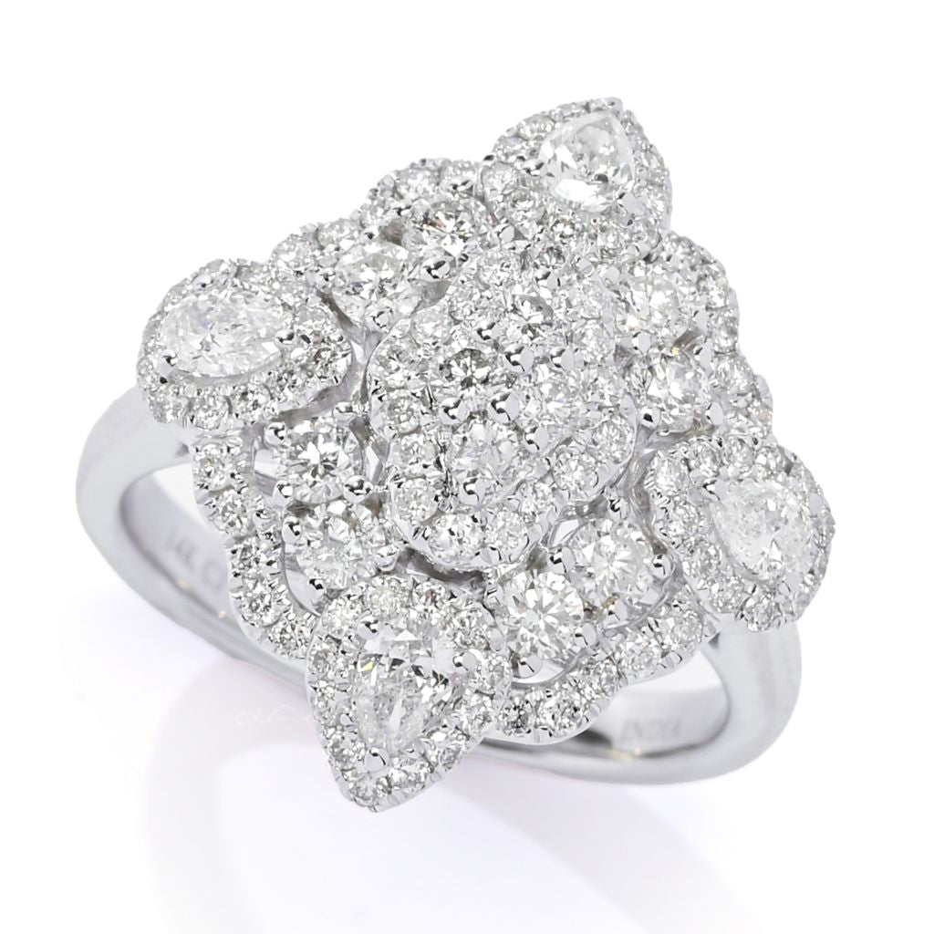 Gems of Distinction 14K White Gold 1.42ctw Diamond Cluster Ring