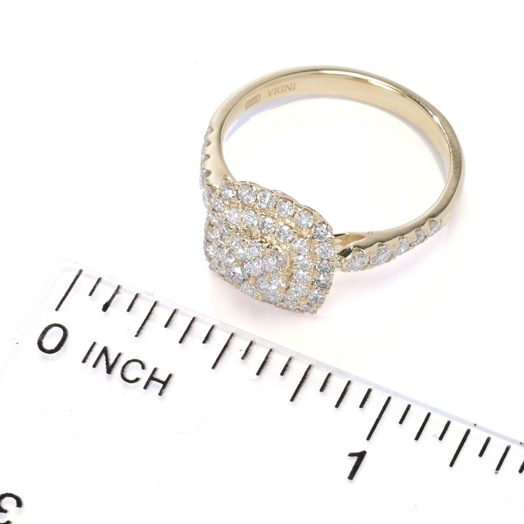 Gems of Distinction 14K Gold 0.85ctw Diamond Square Cluster Ring