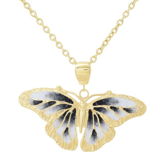 Graziella 23K Gold Plated Choice of Color Enamel Butterfly Pendant w/ Chain