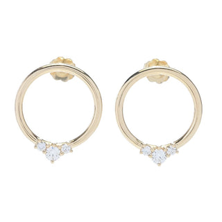 Gems of Distinction 14K Gold 0.41ctw Diamond Circle Drop 3-Stone Earrings
