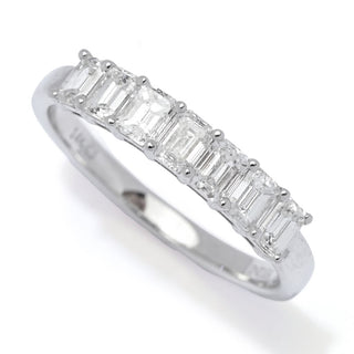 Gems of Distinction 14K White Gold 1.02ctw Emerald Cut Diamond 7-Stone Ring