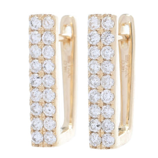 Gems of Distinction 14K Gold 0.82ctw Diamond Angle Hoop Earrings